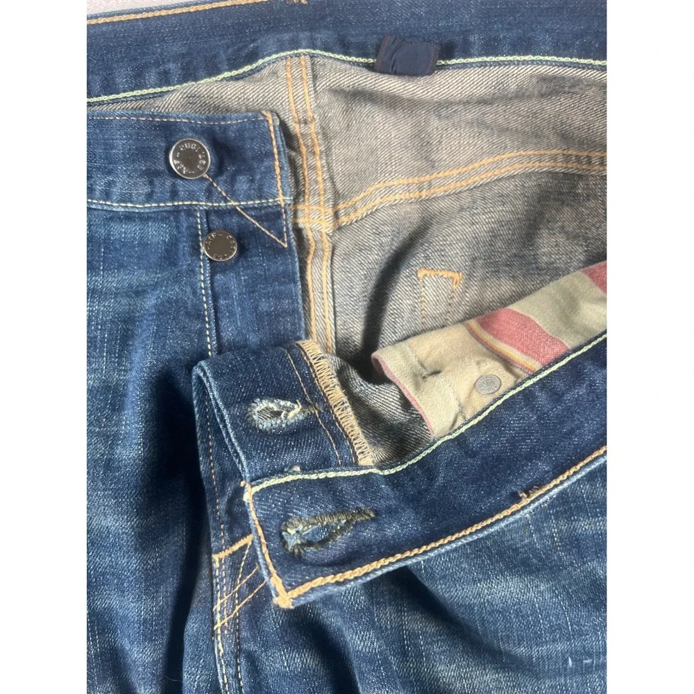 Abercrombie & Fitch Kilburn Low Rise Boot Jeans Mens 36x34 Distressed Blue Denim